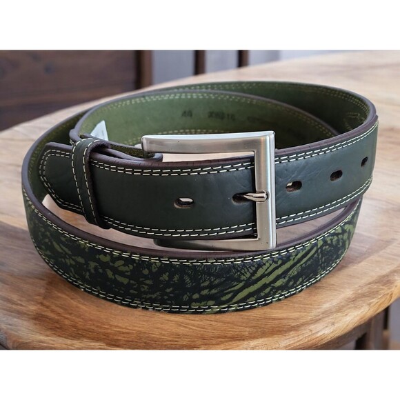 Twisted X Other - Twisted X Western Cowboy Ranger Leather Belt Green Rugged Texture Size 46